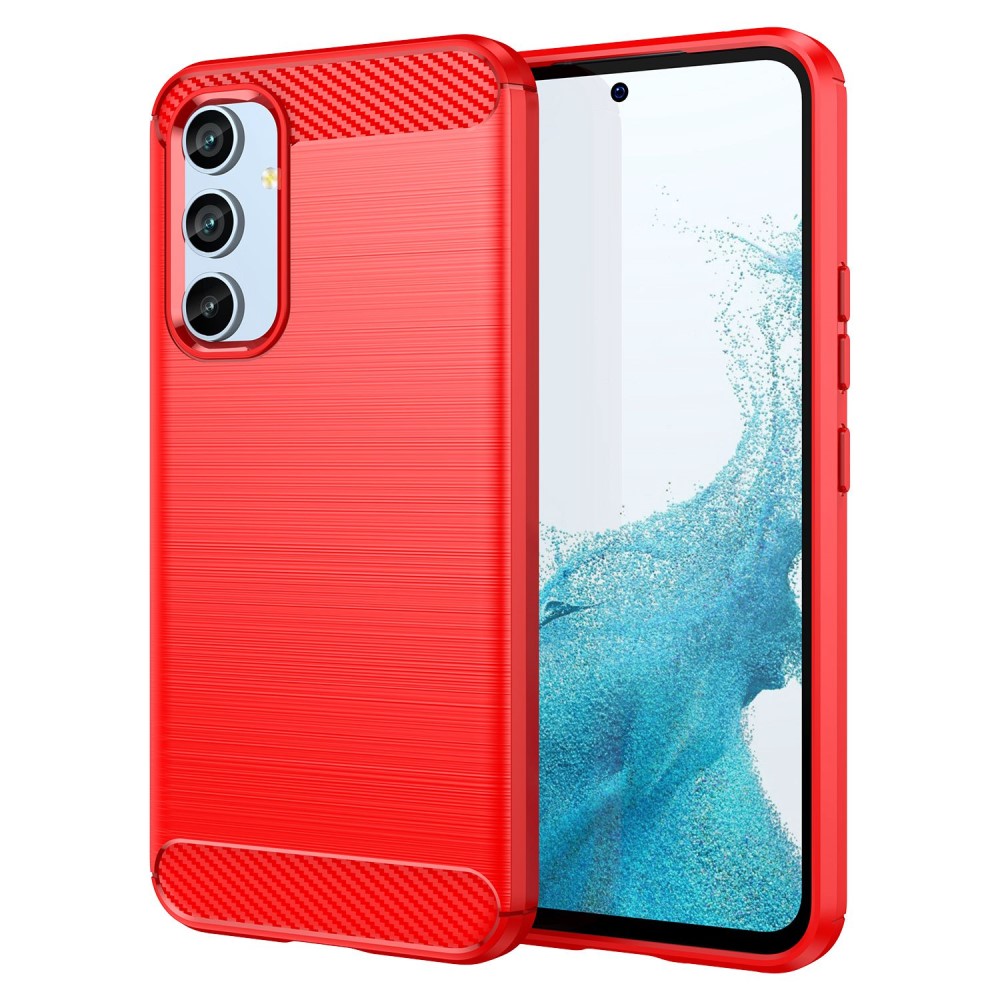  Samsung Galaxy A54 5G Skal Borstad Stål Textur Röd