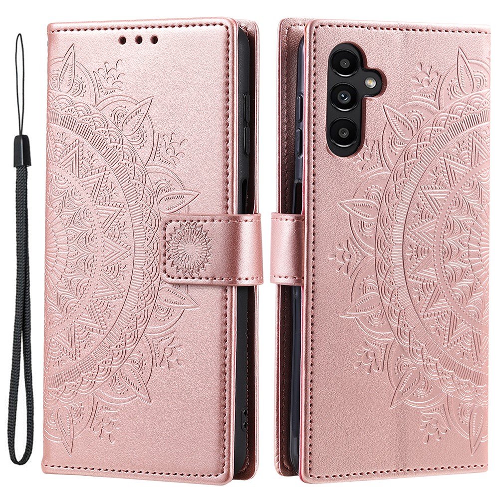  Samsung Galaxy A34 5G Fodral Mandala Läder Roséguld