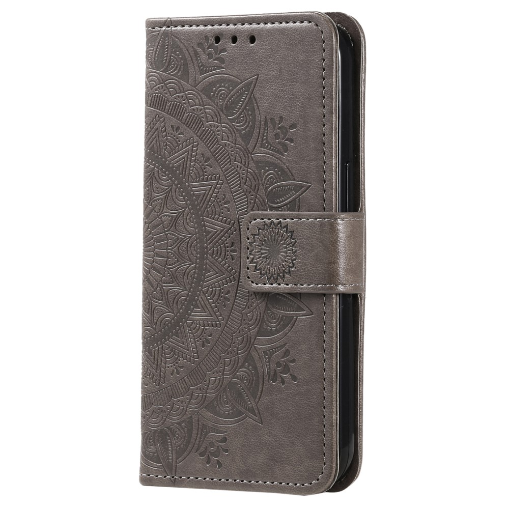  Samsung Galaxy A34 5G Fodral Mandala Läder Grå
