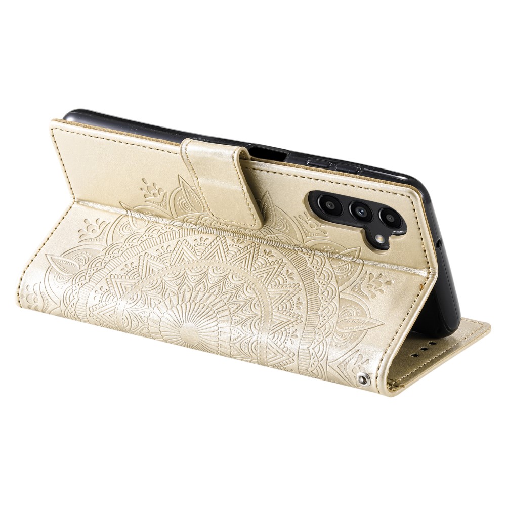  Samsung Galaxy A34 5G Fodral Mandala Läder Guld