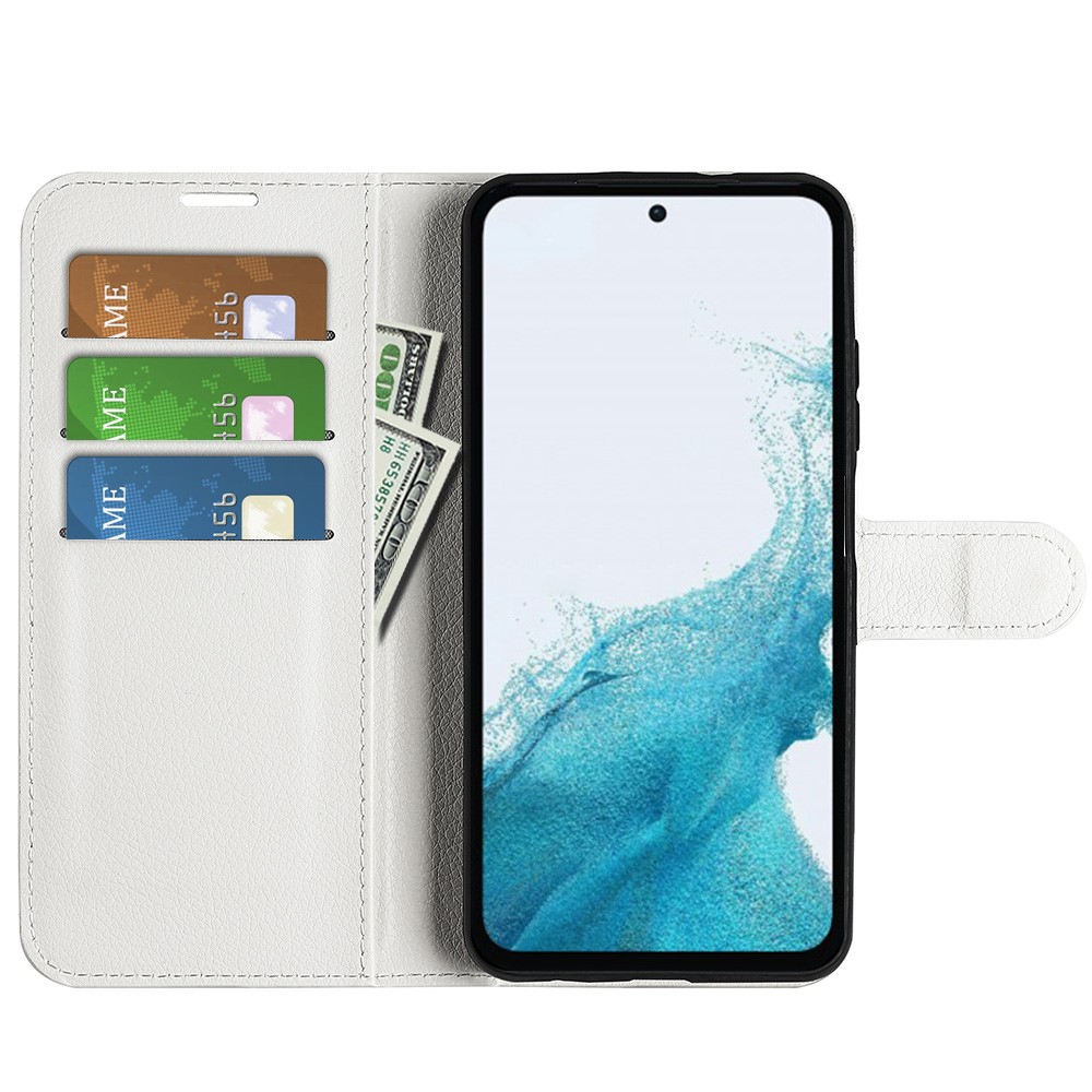  Samsung Galaxy A54 5G Fodral Litchi Läder Vit