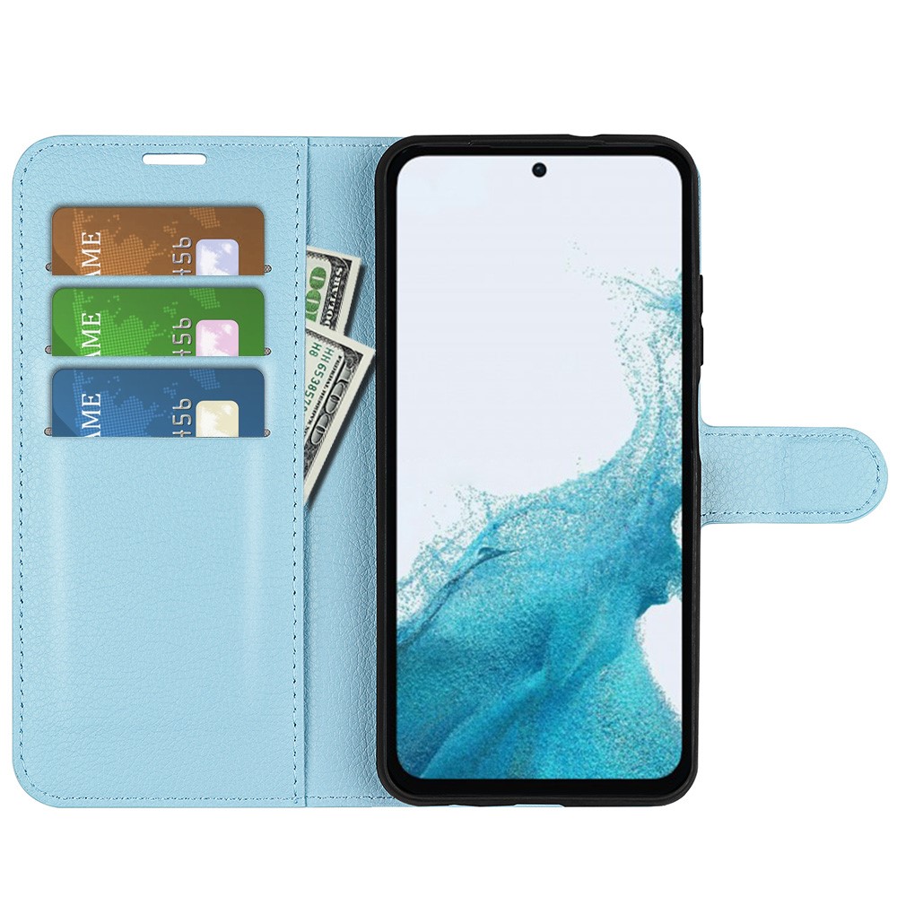  Samsung Galaxy A54 5G Fodral Litchi Läder Ljus Blå