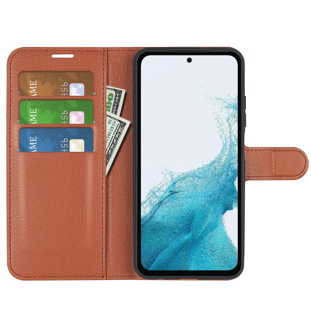  Samsung Galaxy A54 5G Fodral Litchi Läder Brun