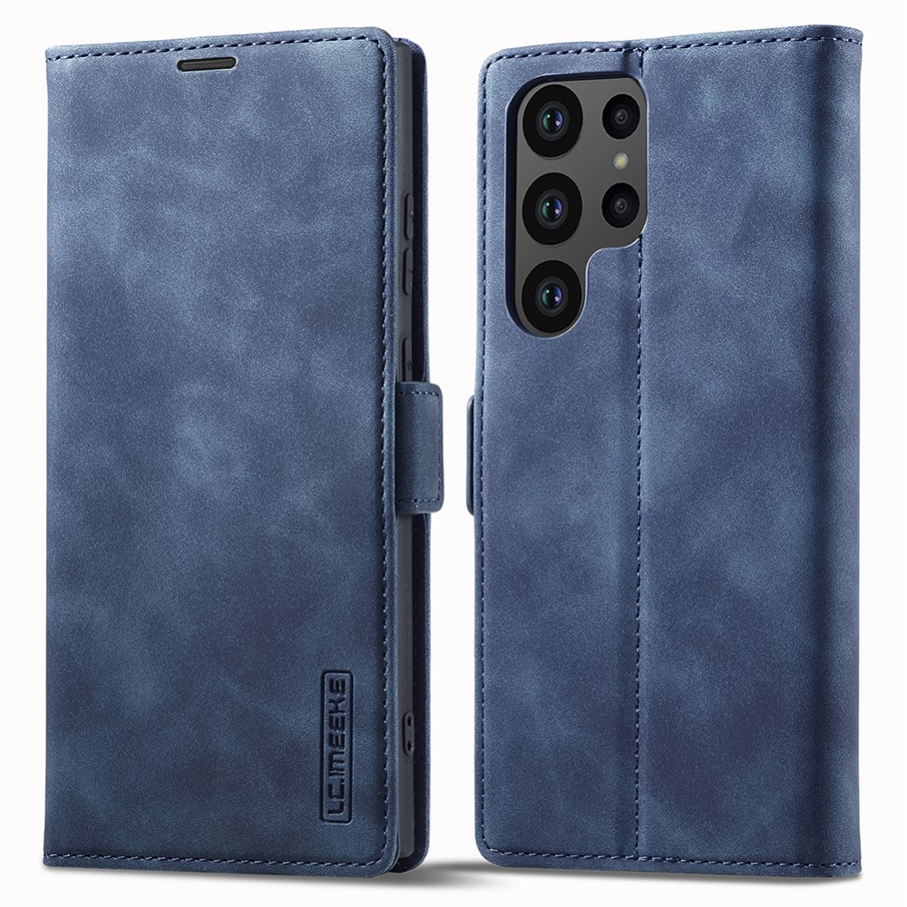 LC.IMEEKE LC.IMEEKE Galaxy S23 Ultra Fodral Flip Läder Blå