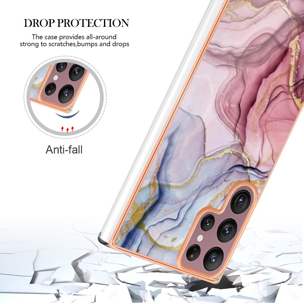 Samsung Galaxy S23 Ultra Skal Marmor TPU Roséguld