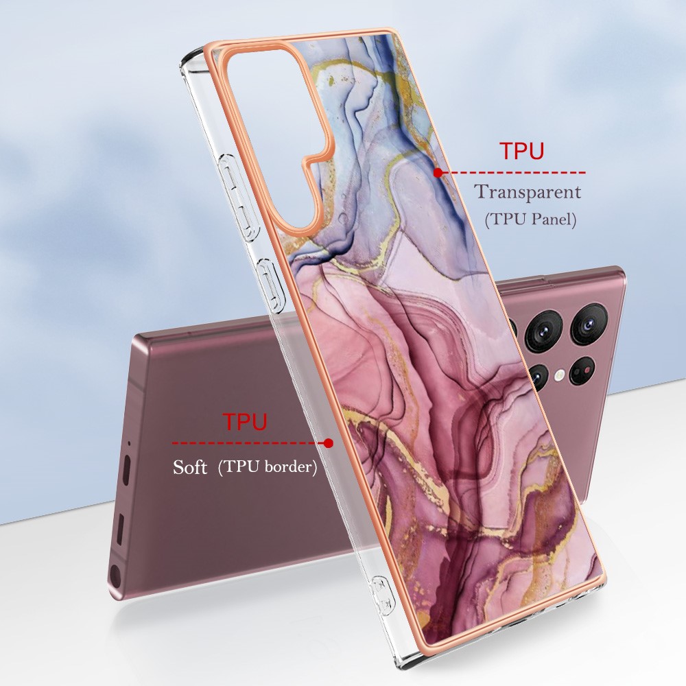  Samsung Galaxy S23 Ultra Skal Marmor TPU Roséguld