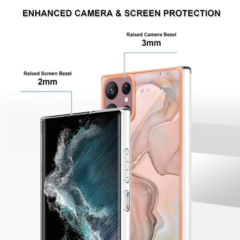  Samsung Galaxy S23 Ultra Skal Marmor TPU Rosa