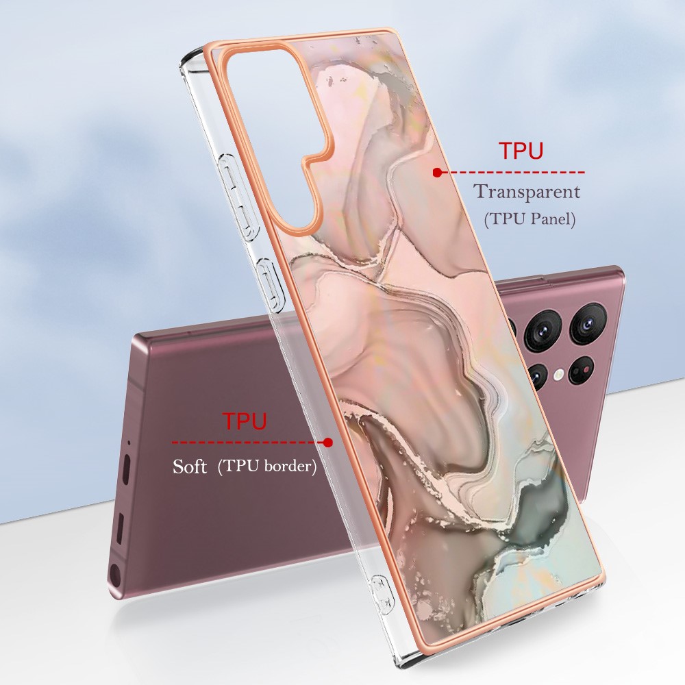  Samsung Galaxy S23 Ultra Skal Marmor TPU Rosa