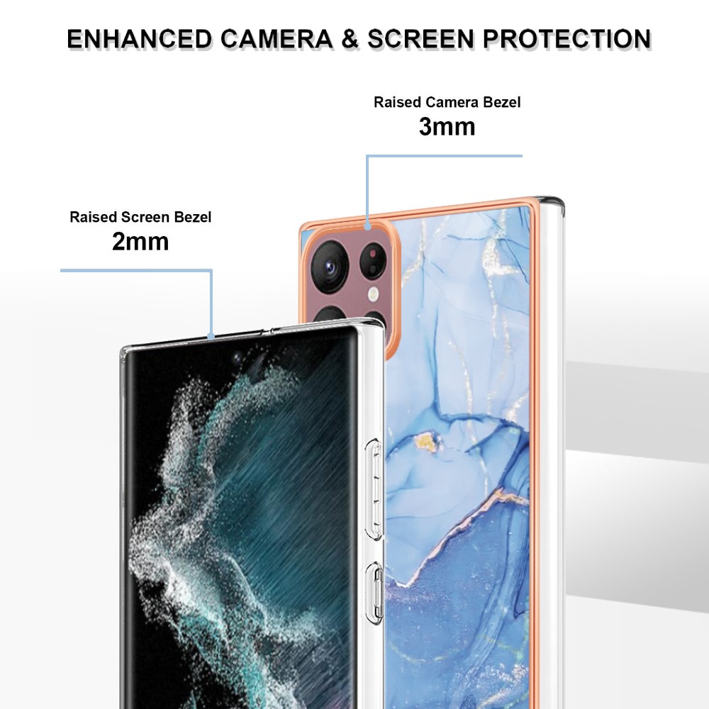  Samsung Galaxy S23 Ultra Skal Marmor TPU Blå