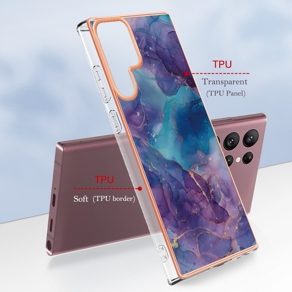  Samsung Galaxy S23 Ultra Skal Marmor TPU Lila