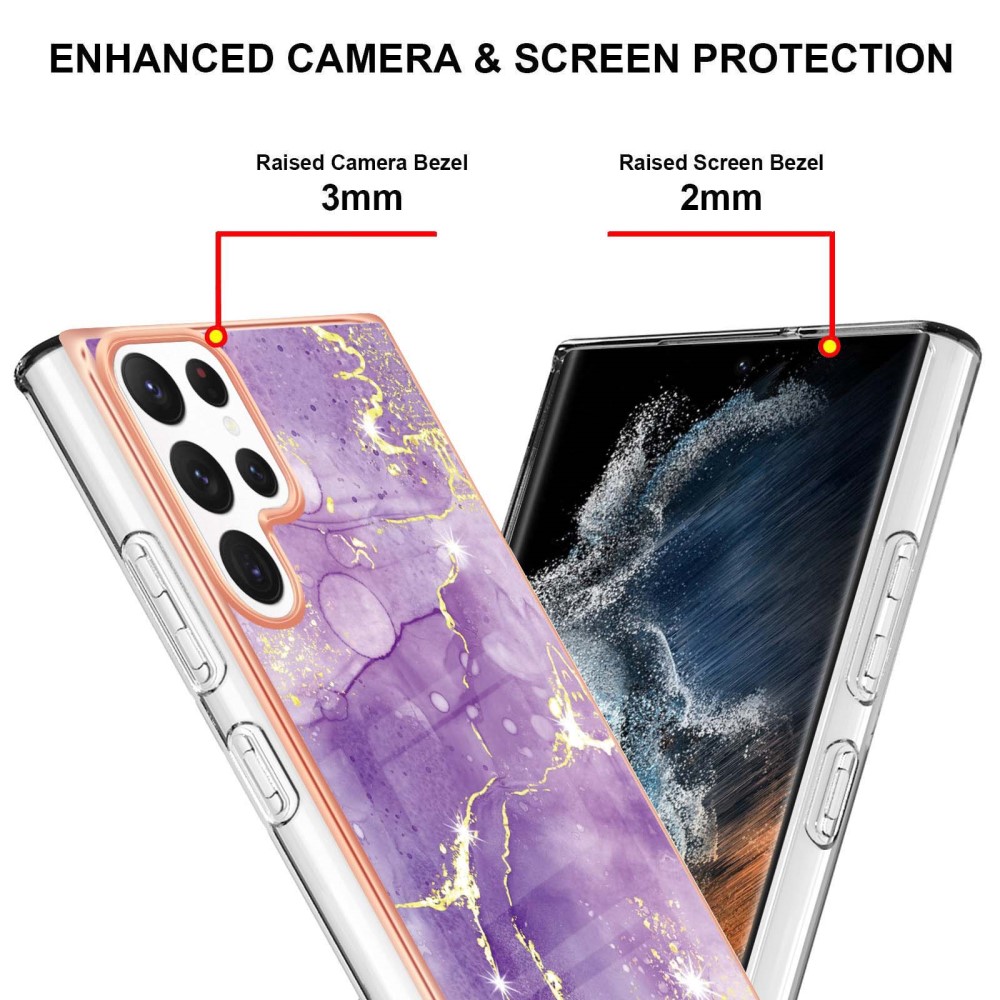  Samsung Galaxy S23 Ultra Skal Marmor TPU Lila