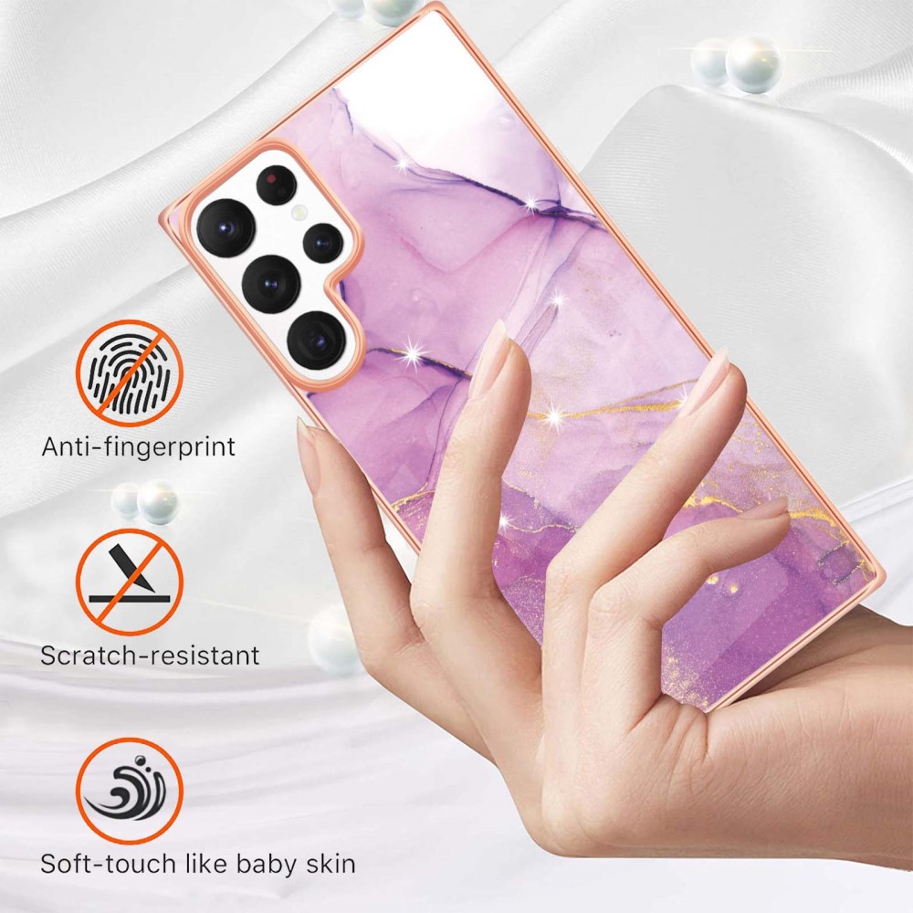  Samsung Galaxy S23 Ultra Skal Marmor TPU Lila