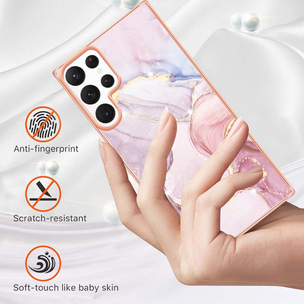  Samsung Galaxy S23 Ultra Skal Marmor TPU Roséguld