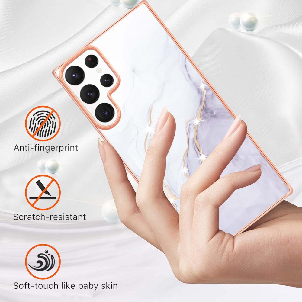  Samsung Galaxy S23 Ultra Skal Marmor TPU Vit
