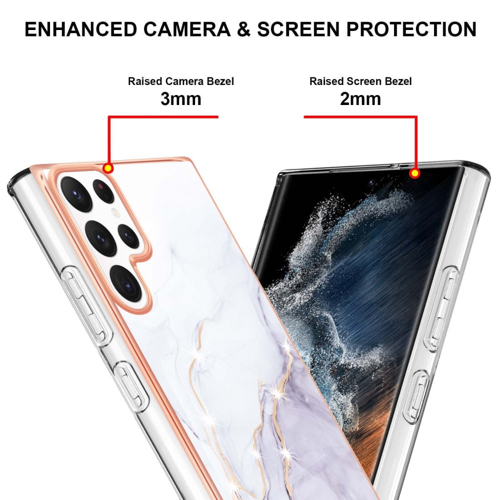  Samsung Galaxy S23 Ultra Skal Marmor TPU Vit