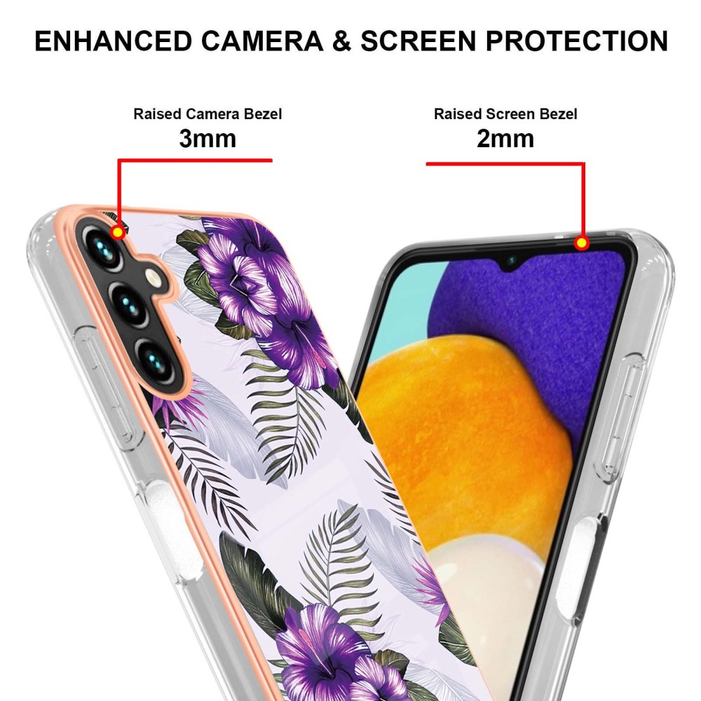 Samsung Galaxy A54 5G Skal Marmor TPU Lila Blommor