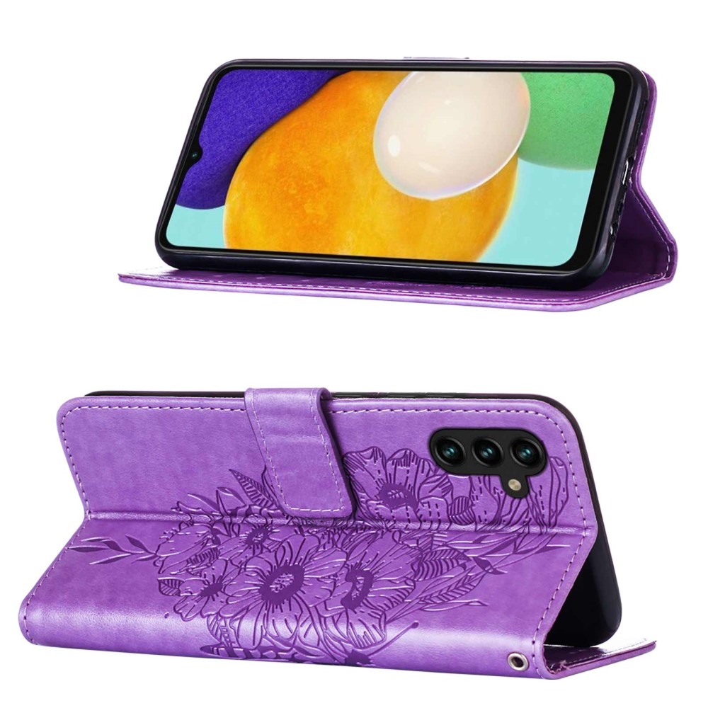 Samsung Galaxy A54 5G Fodral Med Fjäril Tryck Lila