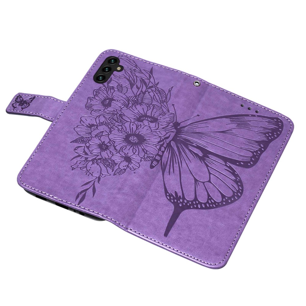  Samsung Galaxy A54 5G Fodral Med Fjäril Tryck Lila
