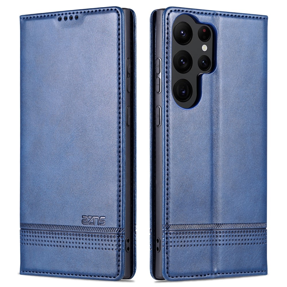 AZNS AZNS Samsung Galaxy S23 Ultra Fodral Flip Läder Blå