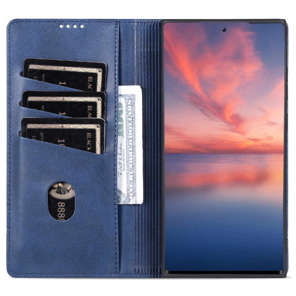 AZNS AZNS Samsung Galaxy S23 Ultra Fodral Flip Läder Blå