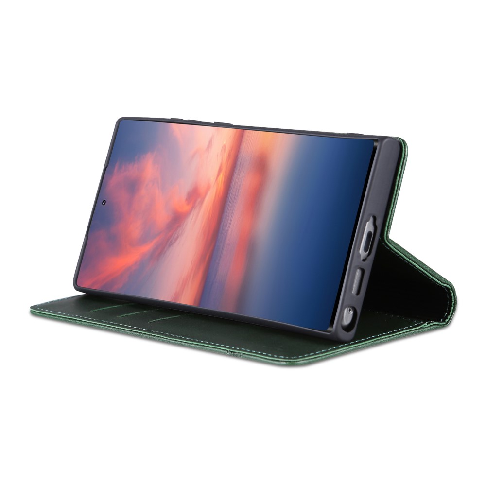 AZNS AZNS Samsung Galaxy S23 Ultra Fodral Flip Läder Grön