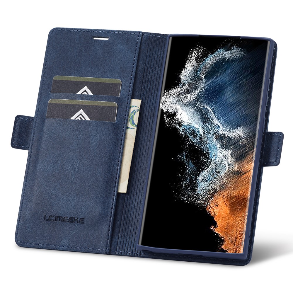 LC.IMEEKE LC.IMEEKE Galaxy S23 Ultra Fodral RFID Magnetisk Stängning Blå