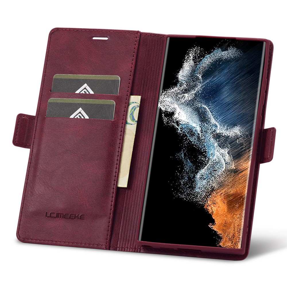 LC.IMEEKE LC.IMEEKE Galaxy S23 Ultra Fodral RFID Magnetisk Stängning Röd