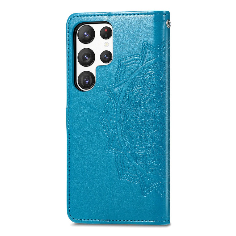  Samsung Galaxy S23 Ultra Fodral Mandala Läder Blå