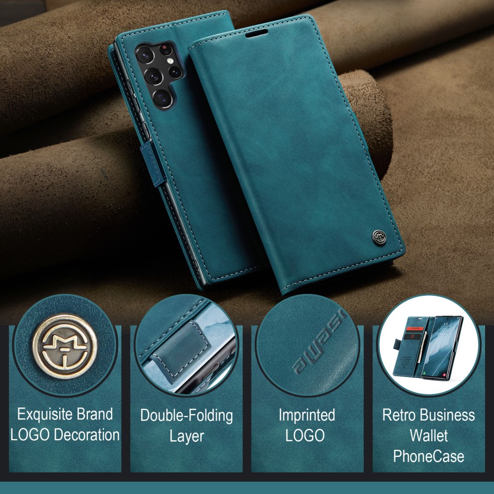 CASEME CASEME Samsung Galaxy S23 Ultra Fodral Flip Läder Blå