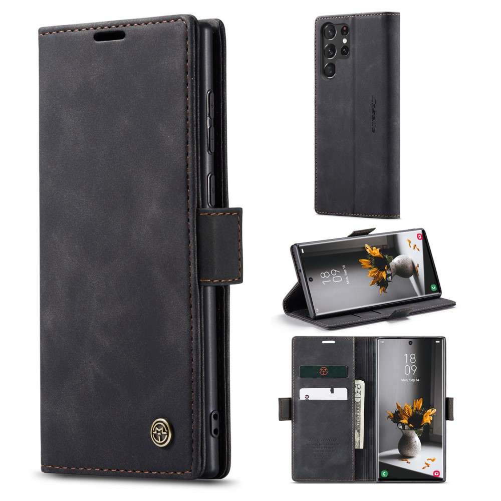 CASEME CASEME Samsung Galaxy S23 Ultra Fodral Flip Läder Svart
