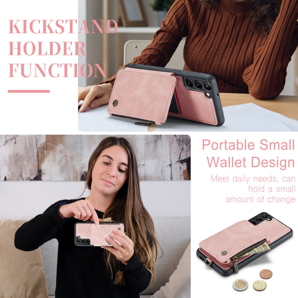 CASEME CASEME Galaxy S23 Plus Skal Med Magnetisk Plånbok Ljus Rosa