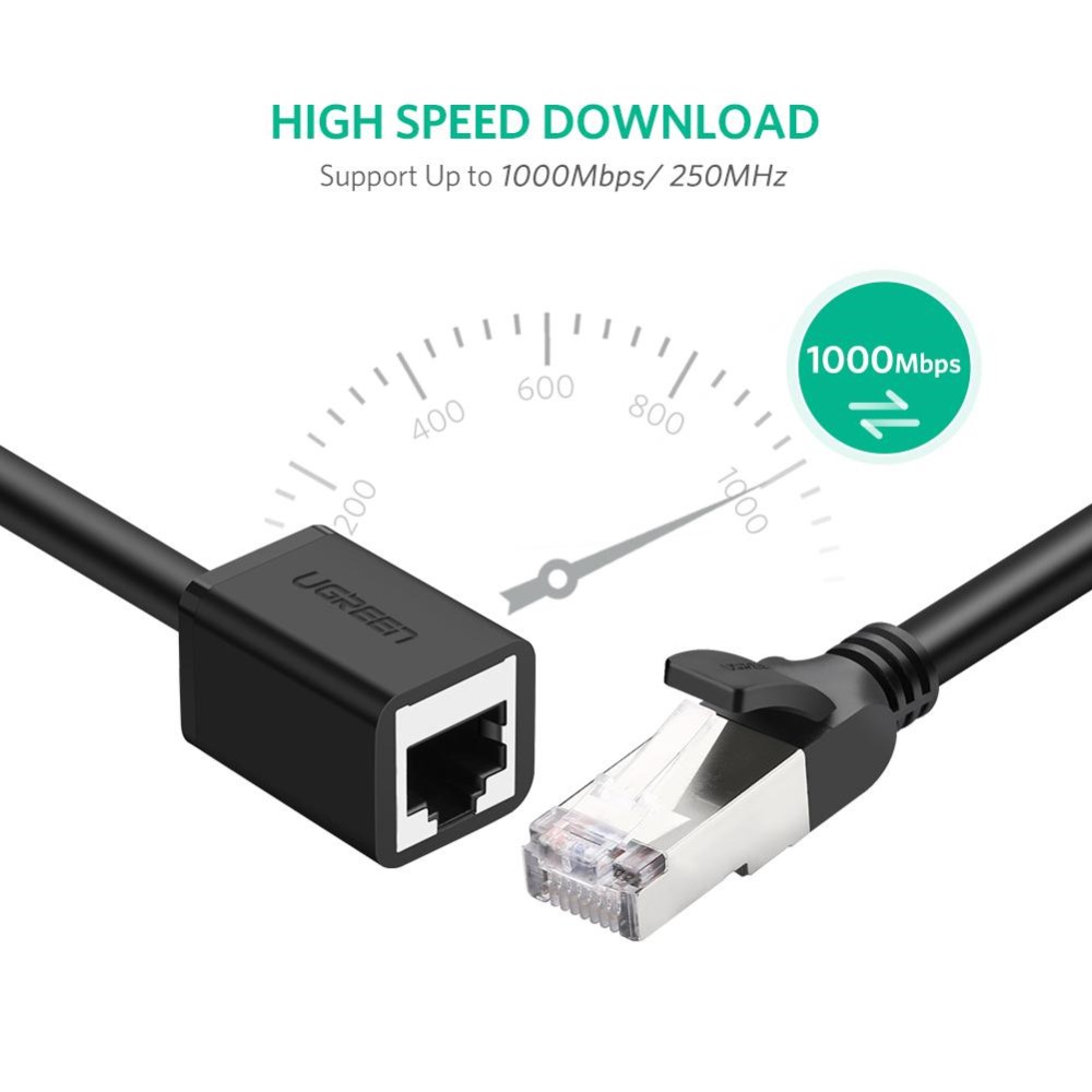 UGREEN UGREEN 3m RJ45 Cat6 Förlängningskabel LAN Hane - Hona Svart