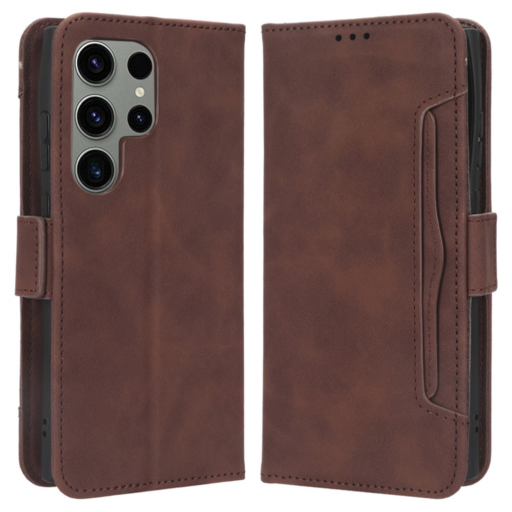  Galaxy S23 Ultra Fodral Med Avtagbart Kortfodral Brun