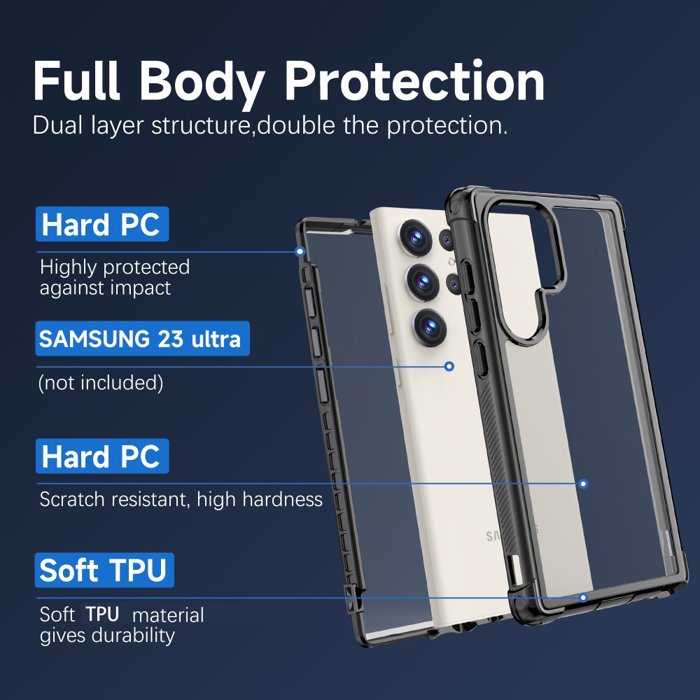  Samsung Galaxy S23 Ultra Skal Shockproof Hybrid Svart