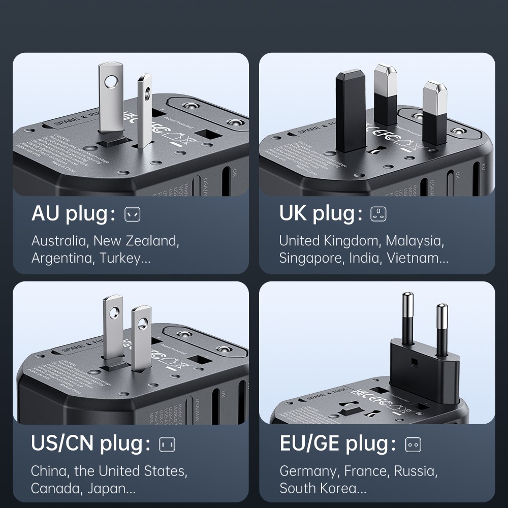 MCDODO Mcdodo 20W PD Reseadapter 2x USB-A 1x USB-C Svart