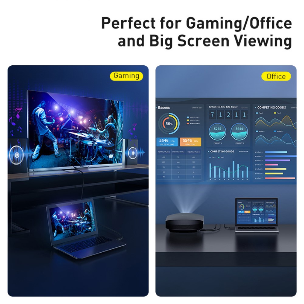 BASEUS Baseus 3m 4K 60Hz HD HDMI - HDMI Kabel Svart