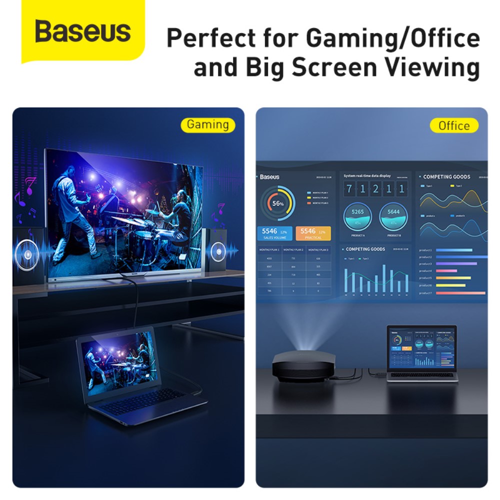 BASEUS Baseus 5m 4K HD HDMI - HDMI Kabel Svart