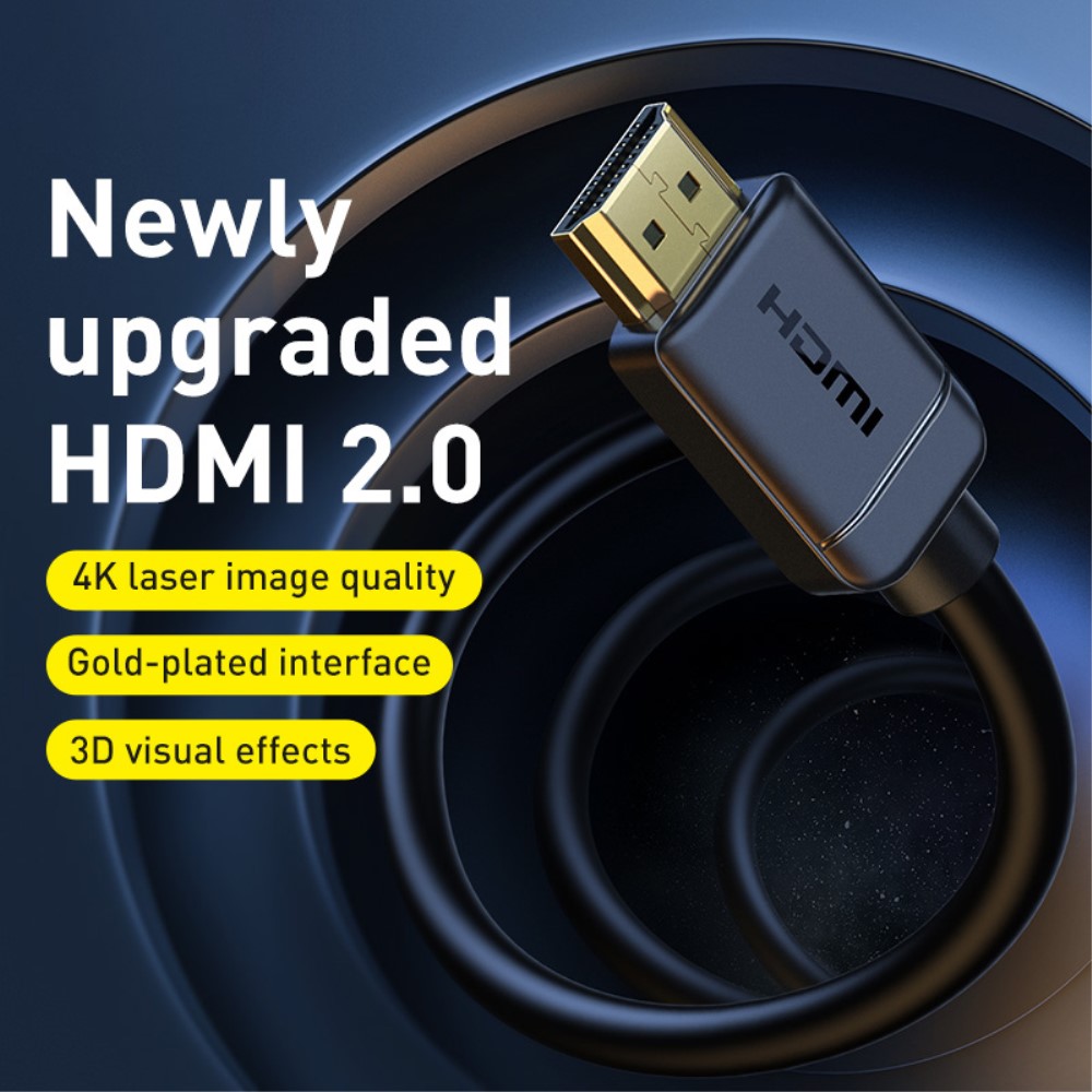 BASEUS Baseus 2m 4K 60Hz HD HDMI - HDMI Kabel Svart