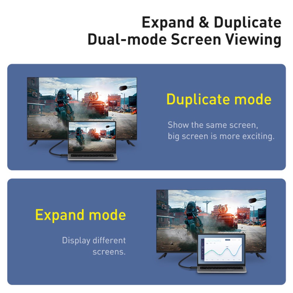 BASEUS Baseus 2m 4K 60Hz HD HDMI - HDMI Kabel Svart