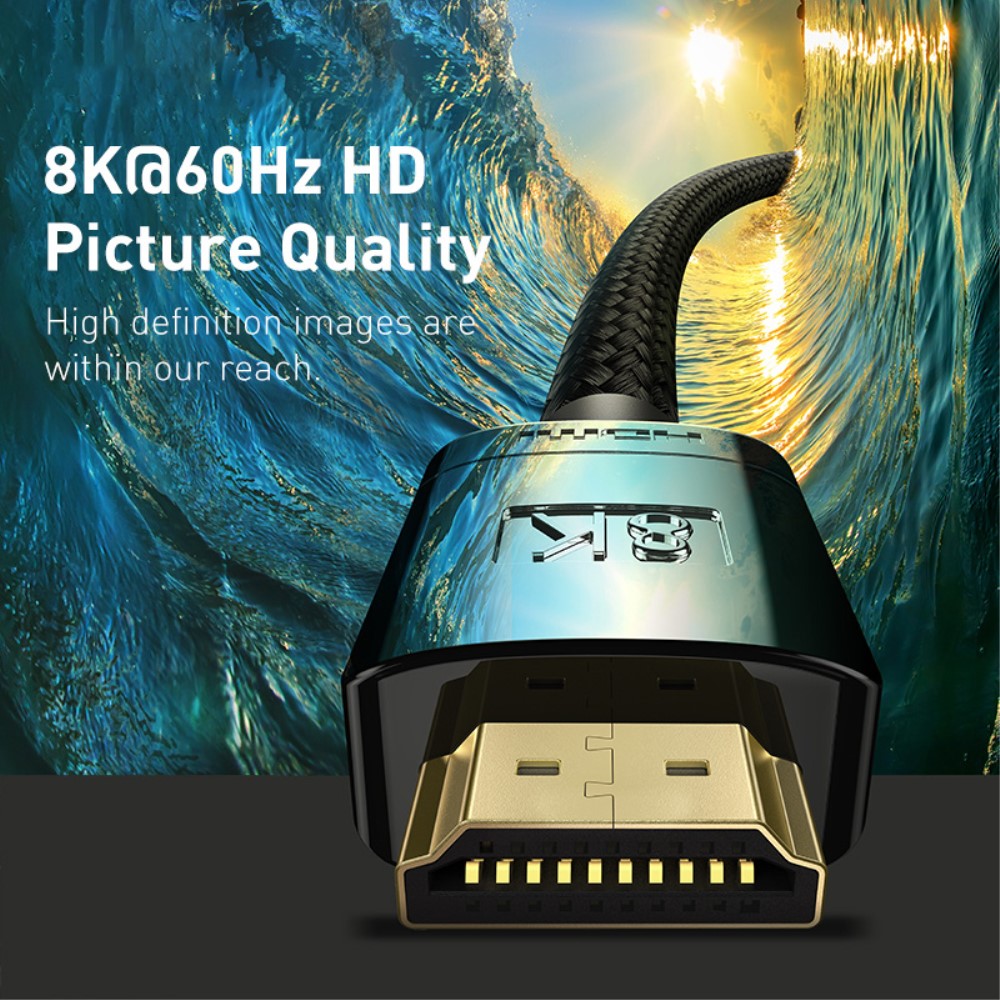 BASEUS Baseus 2m 8K HD 60Hz HDMI - HDMI Nylon Kabel Svart