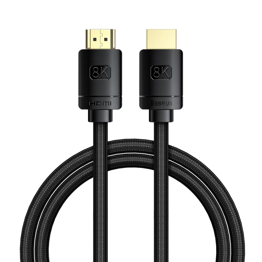BASEUS Baseus 1.5m 8K HD 60Hz HDMI - HDMI Guldpläterad Nylon Kabel Svart