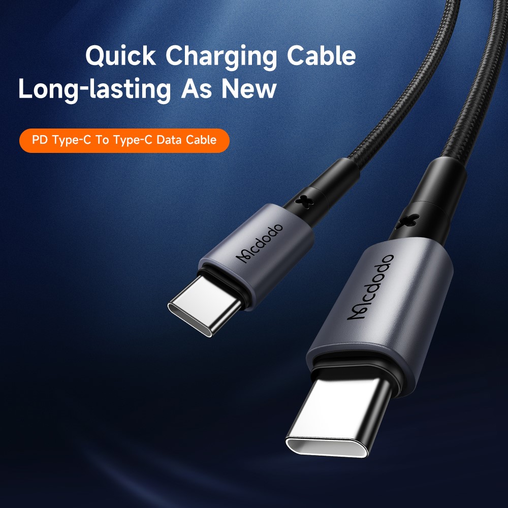 MCDODO Mcdodo 1m 60W PD USB-C - USB-C Snabbladdningskabel Svart
