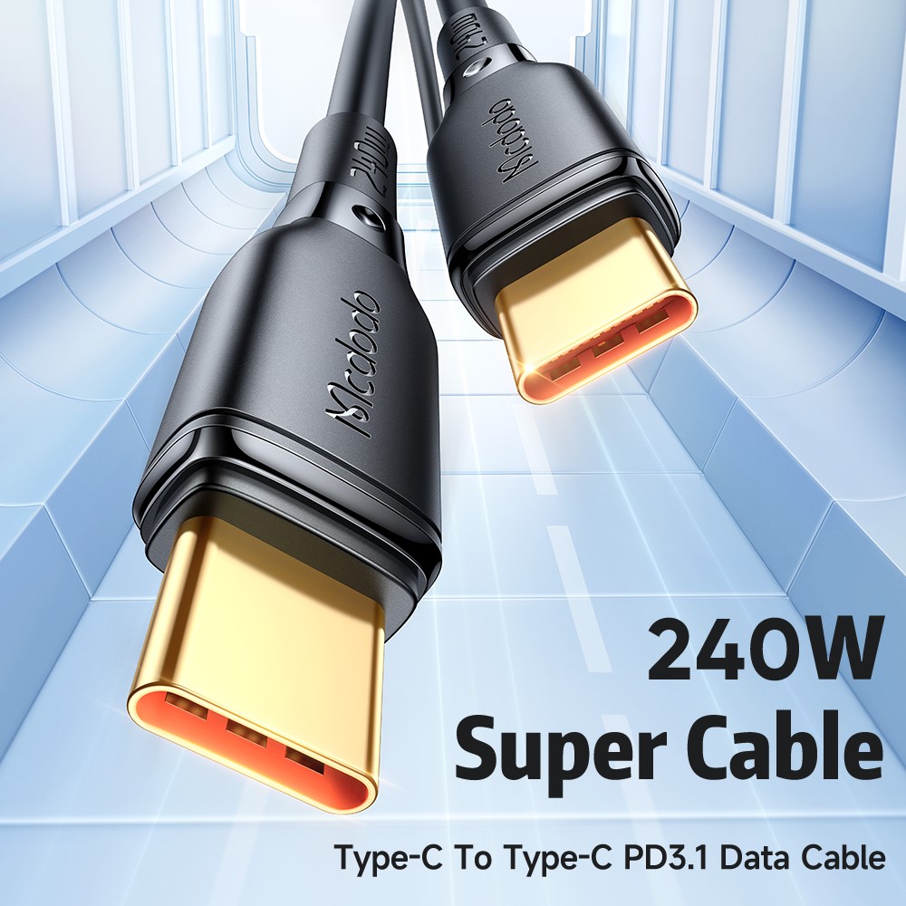 MCDODO Mcdodo 2m 240W 5A PD USB-C - USB-C Snabbladdningskabel Svart