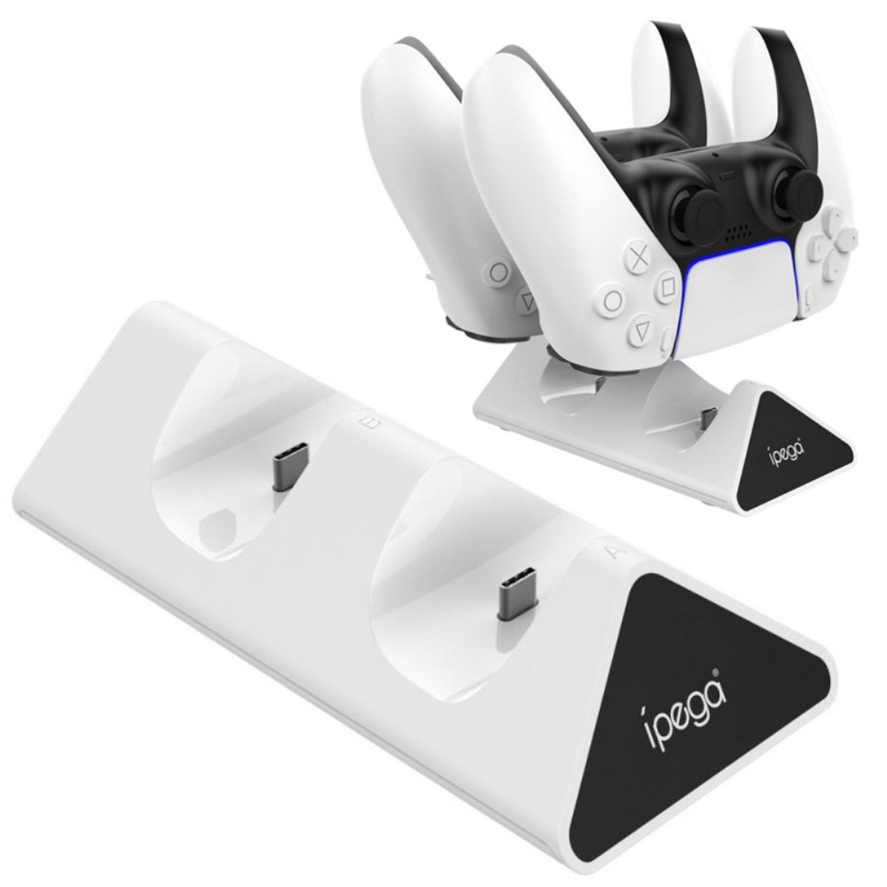 iPega iPega Sony PS5 DualSense LED USB-C Snabbladdningsstation Vit