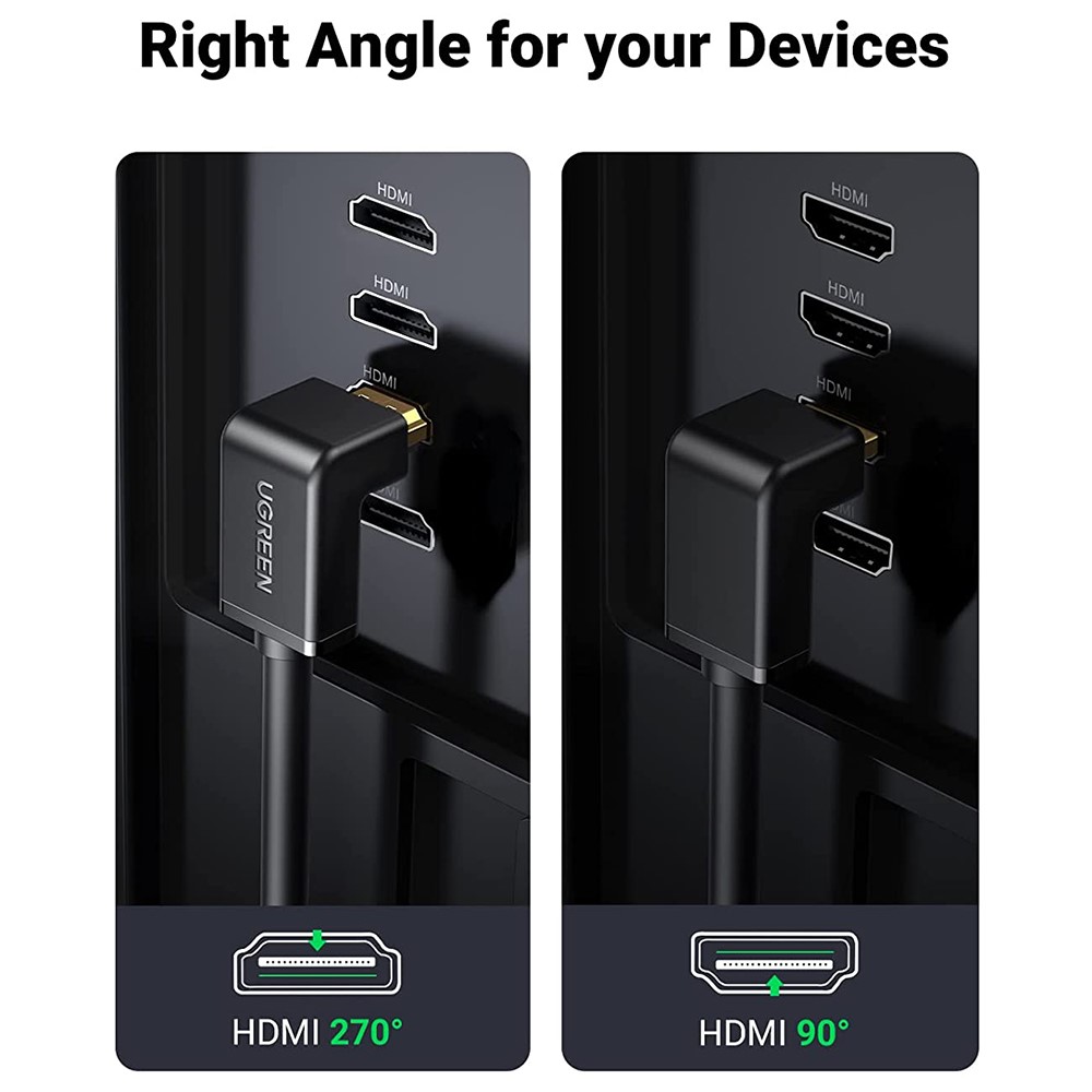 UGREEN UGREEN 1.5m 270° 4K 60Hz HDMI - HDMI Kabel Elbow Svart