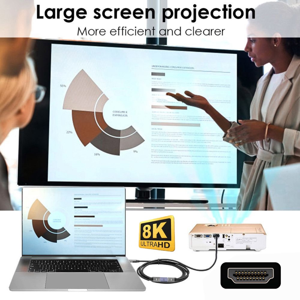  HDMI Hane - HDMI 2.1 Hona 8K 60Hz UHD Adapter Blå