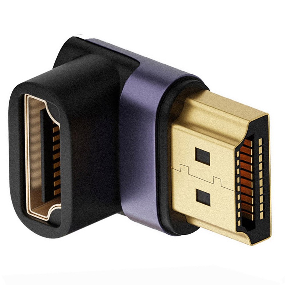  8K 60Hz 90° Nedvinkel HDMI Hane - HDMI 2.1 Hona Adapter Blå