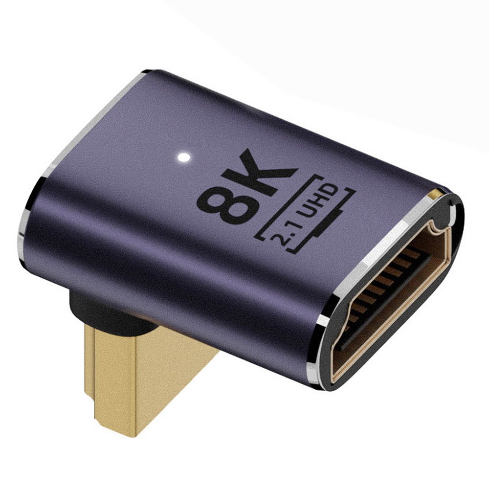  8K 60Hz 90° Uppvinkel HDMI Hane - HDMI 2.1 Hona Adapter Blå