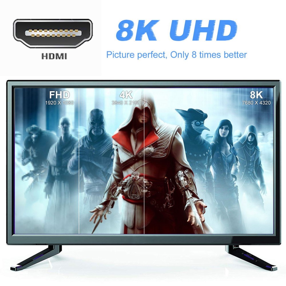  8K 60Hz 90° Uppvinkel HDMI Hane - HDMI 2.1 Hona Adapter Blå