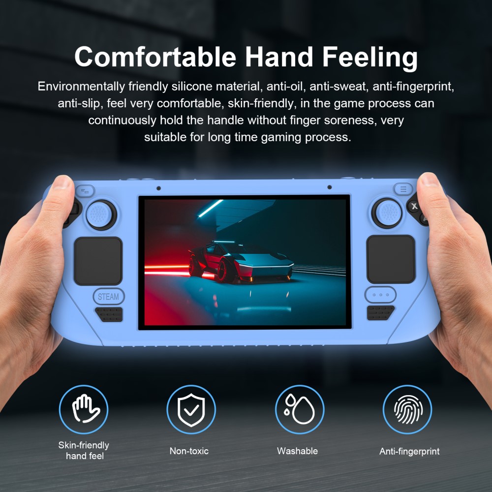  Steam Deck / OLED Fodral Silikon Anti-Slip Ljus Blå